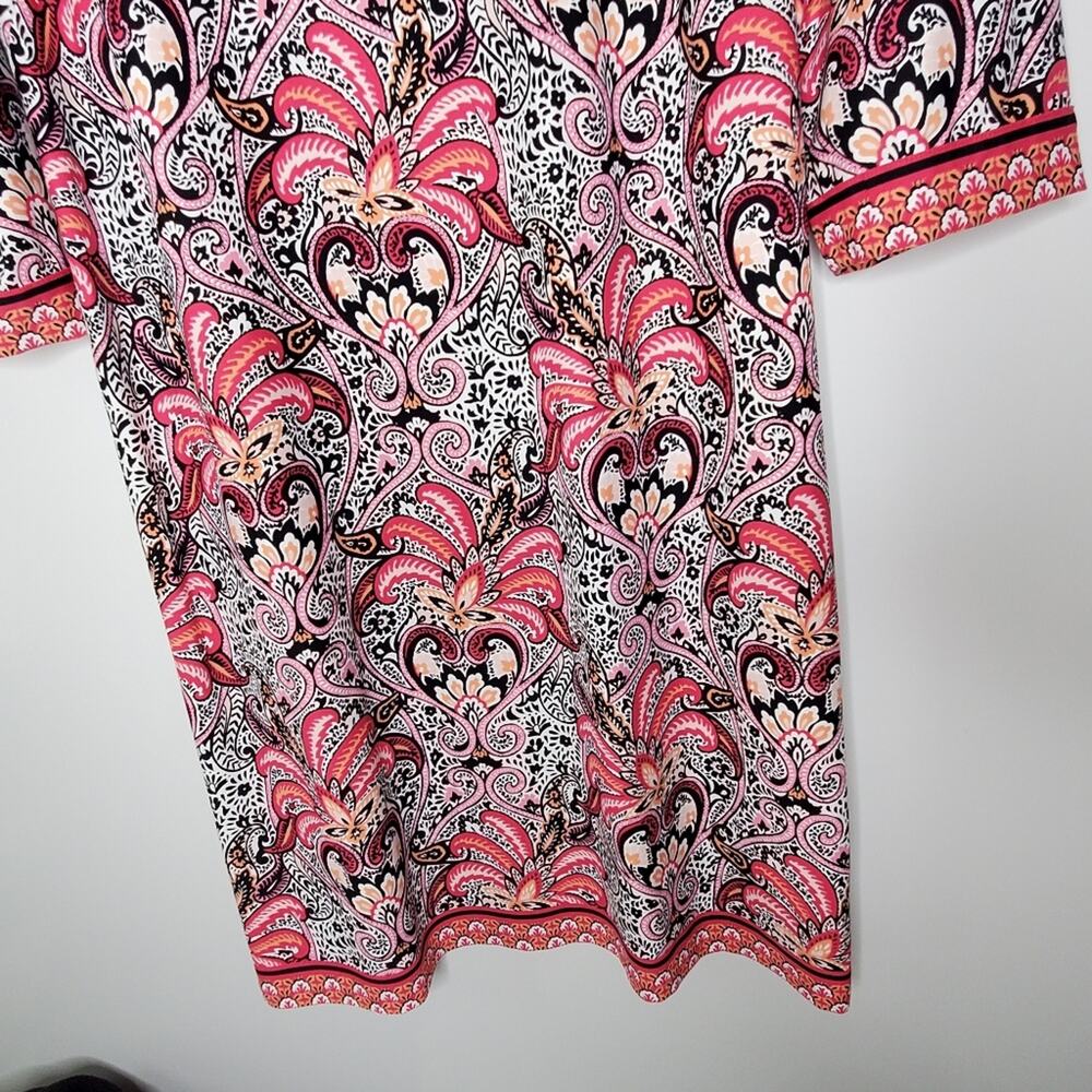 Talbots Pink paisley & floral stretchy Knit midi Dress Large preowned Condition - Picture 9 of 10